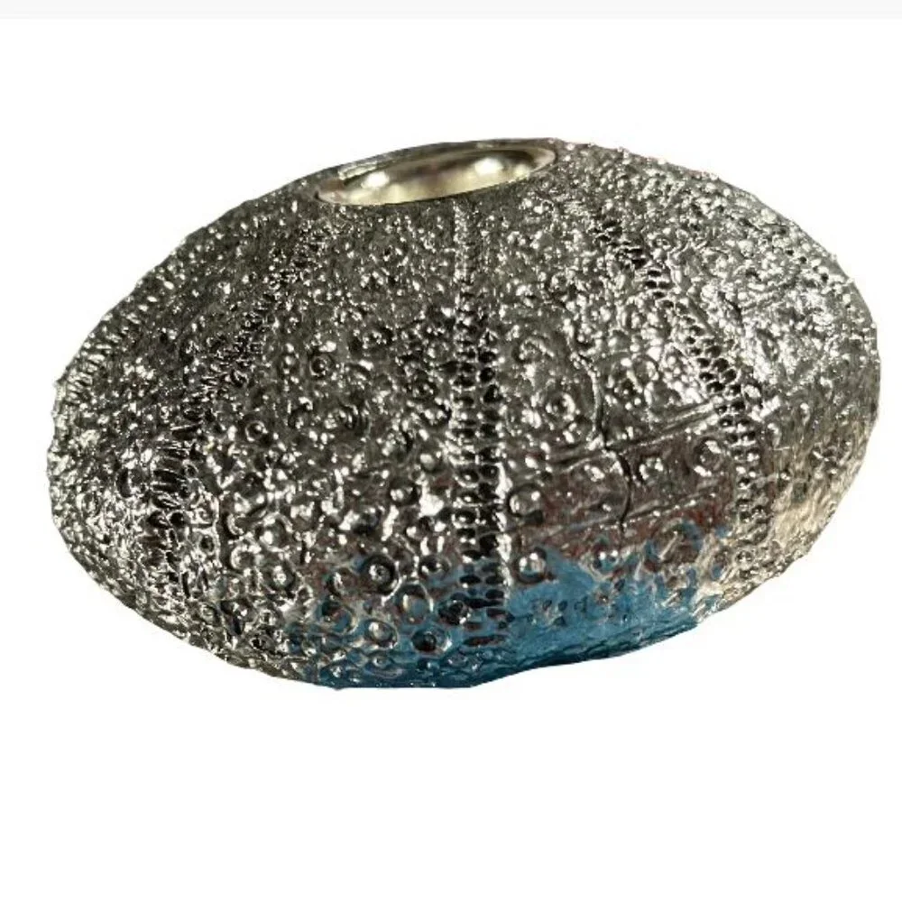 Williams Sonoma Sea Urchin Tiny Taper Holders One Pair Silvery New in Box (NIB)